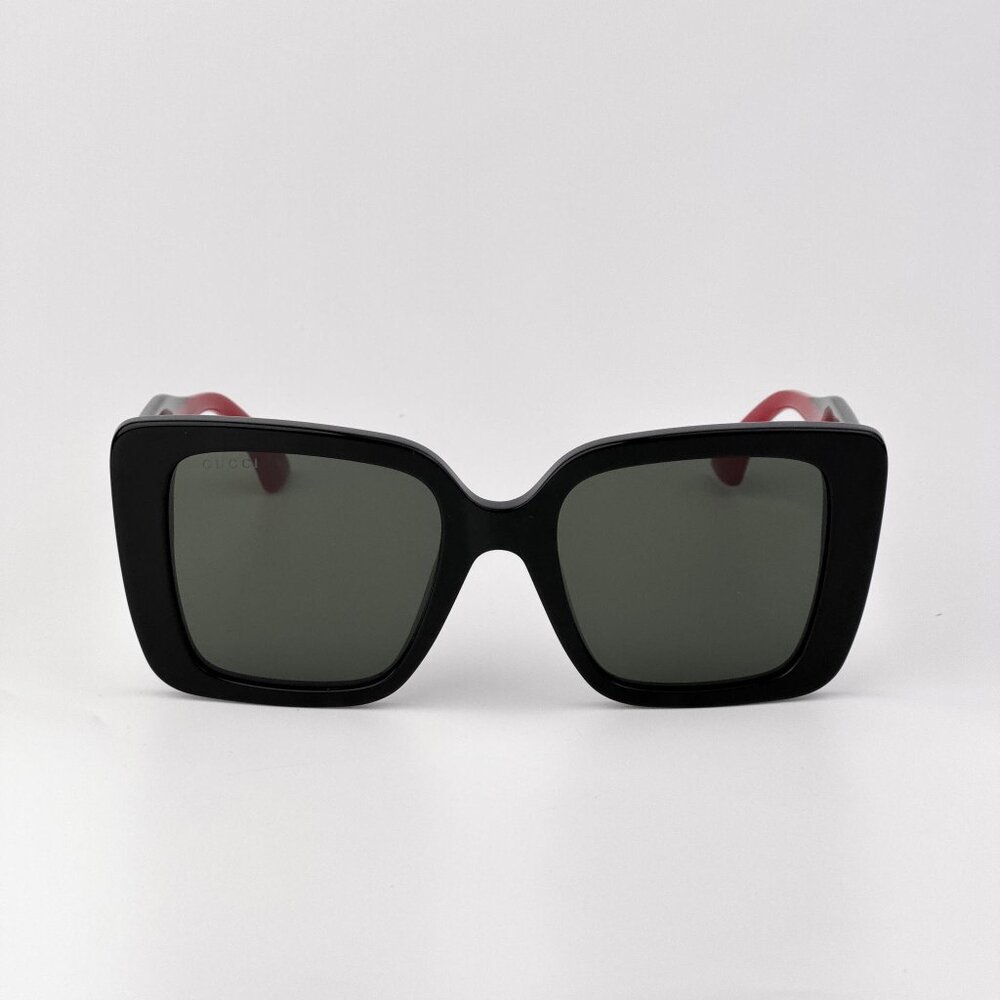 Gucci GG1861S Sunglasses – Black & Green Square Frame with Grey Lenses | Model 0 - Picture 3 of 12